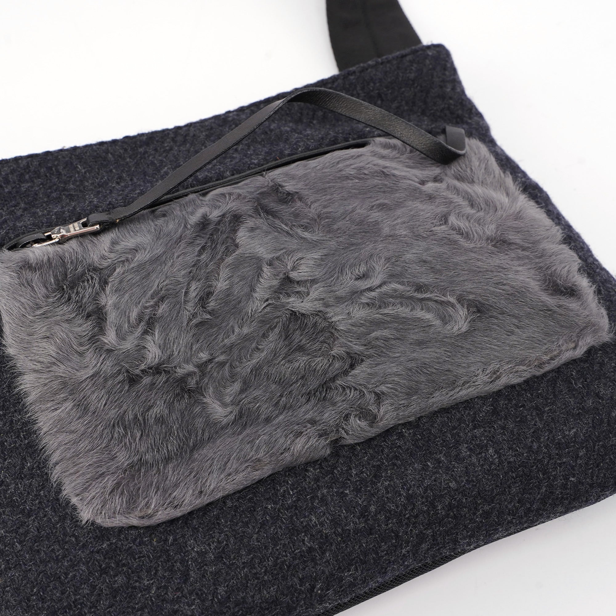 Prada Black Wool Fur Crossbody Bag