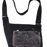 Prada Sac bandoulière en laine et fourrure noires