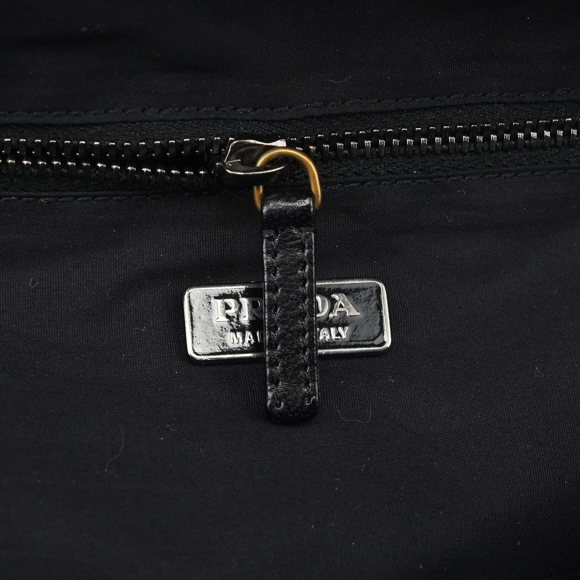 Prada BN0245 Black Cotton Snap Shoulder Bag