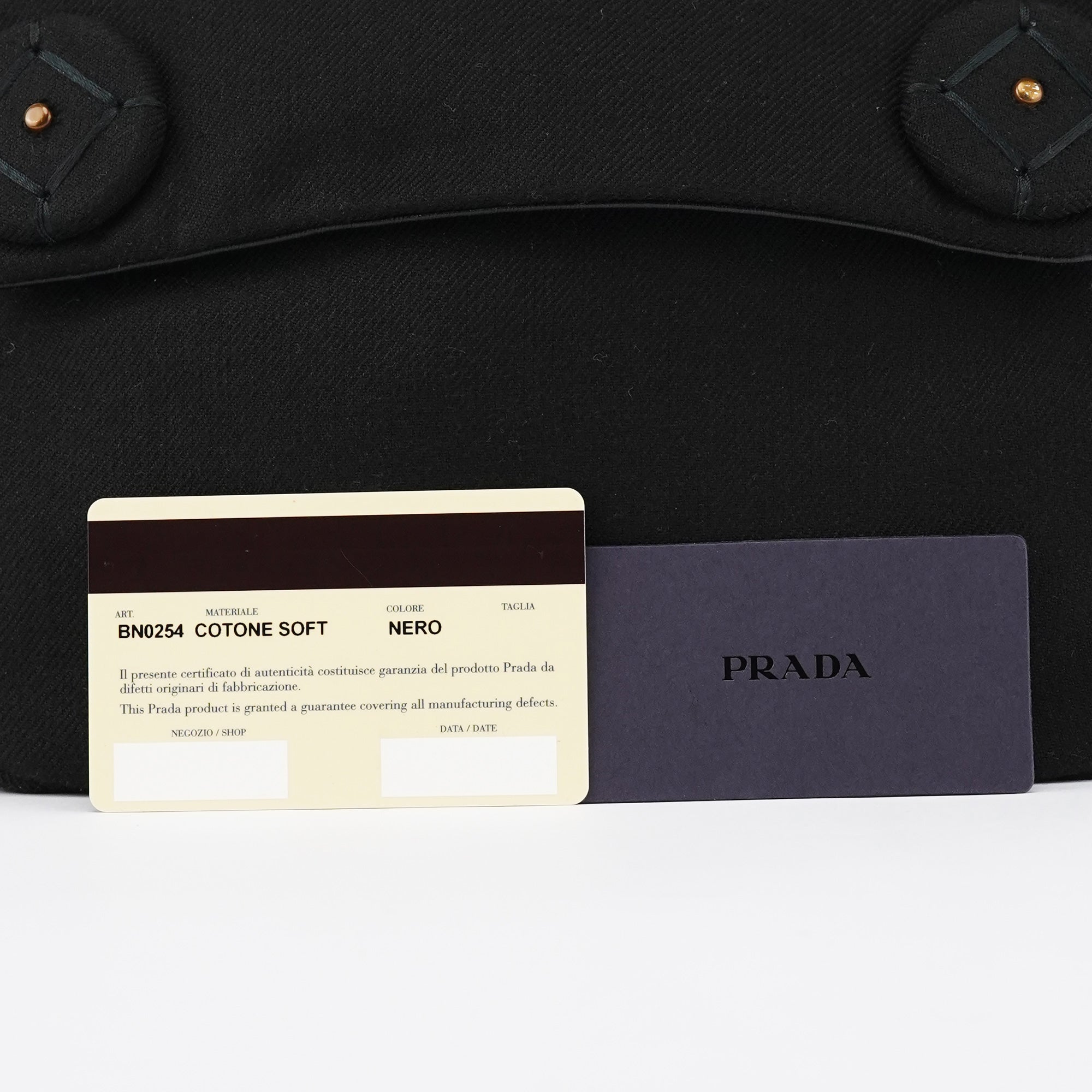 Prada BN0245 Black Cotton Snap Shoulder Bag