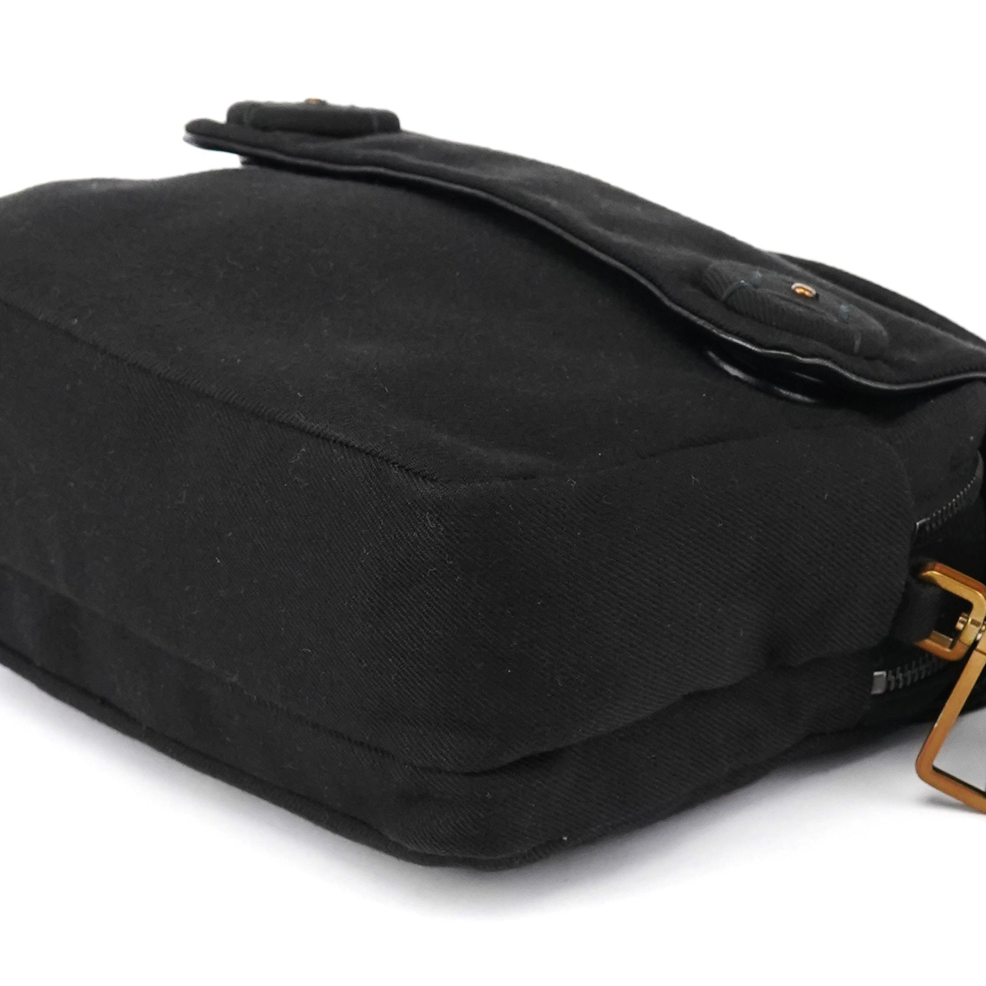 Prada BN0245 Black Cotton Snap Shoulder Bag
