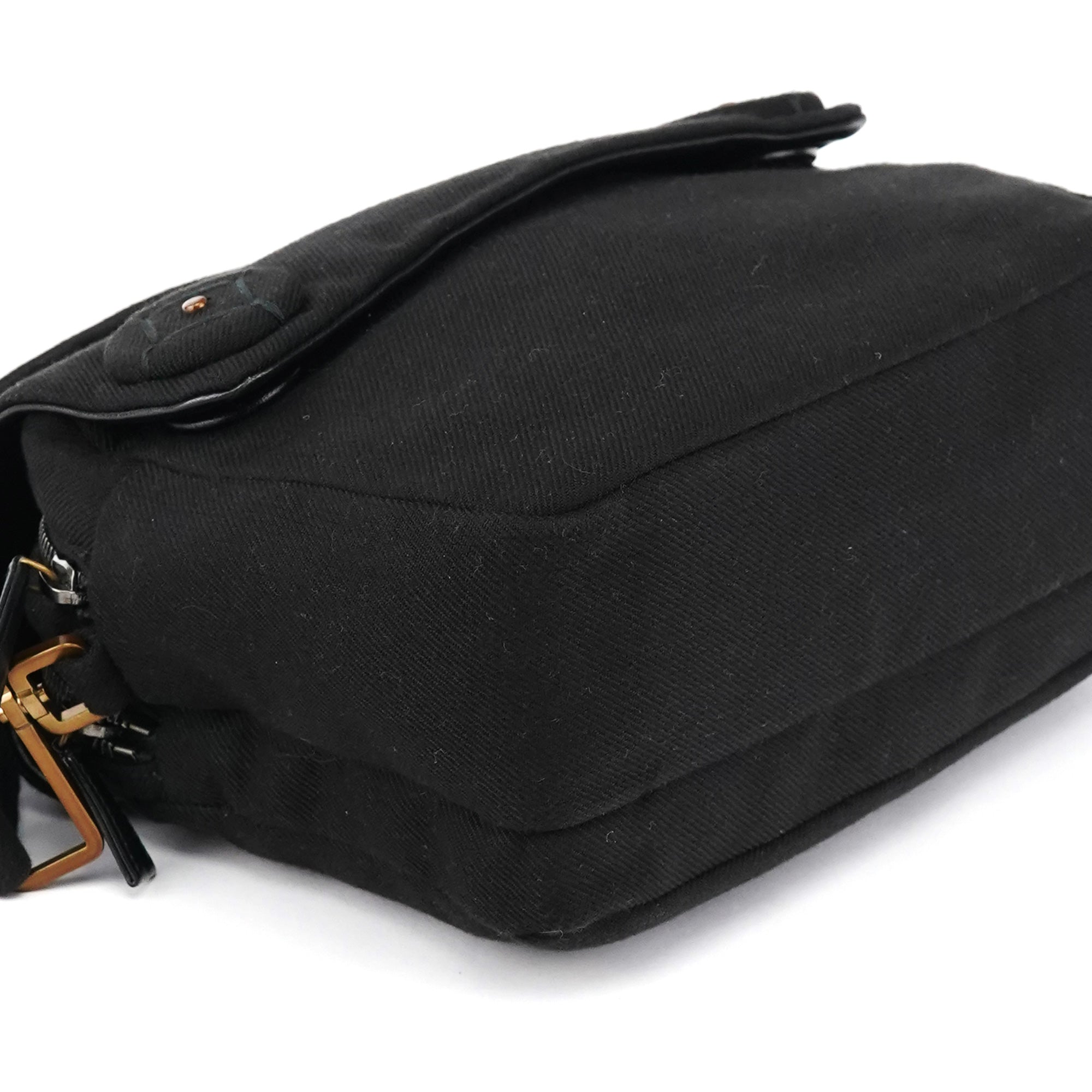 Prada BN0245 Black Cotton Snap Shoulder Bag