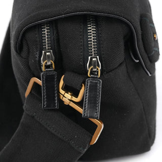 Prada BN0245 Black Cotton Snap Shoulder Bag
