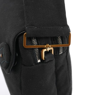 Prada BN0245 Black Cotton Snap Shoulder Bag