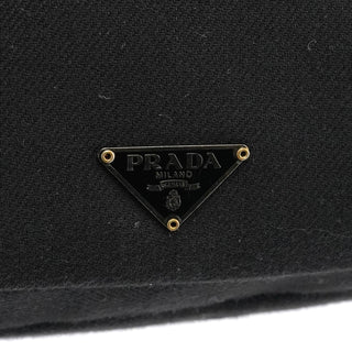 Prada BN0245 Black Cotton Snap Shoulder Bag