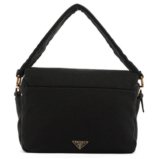 Prada BN0245 Black Cotton Snap Shoulder Bag