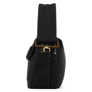 Prada BN0245 Black Cotton Snap Shoulder Bag