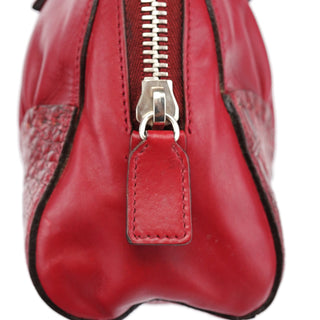 Prada BN0759 Burgundy Croc Calfskin Bowling Bag