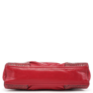 Prada BN0759 Burgundy Croc Calfskin Bowling Bag