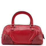 Prada BN0759 Burgundy Croc Calfskin Bowling Bag