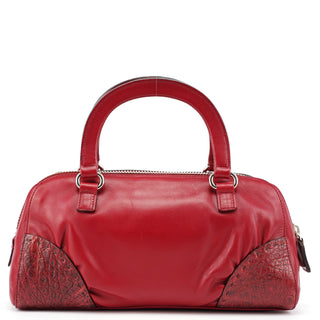 Prada BN0759 Burgundy Croc Calfskin Bowling Bag