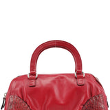 Prada BN0759 Burgundy Croc Calfskin Bowling Bag