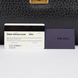 Prada BN0960 Black Berlino Sound Leather Top Handle Bag