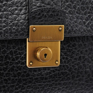 Prada BN0960 Black Berlino Sound Leather Top Handle Bag