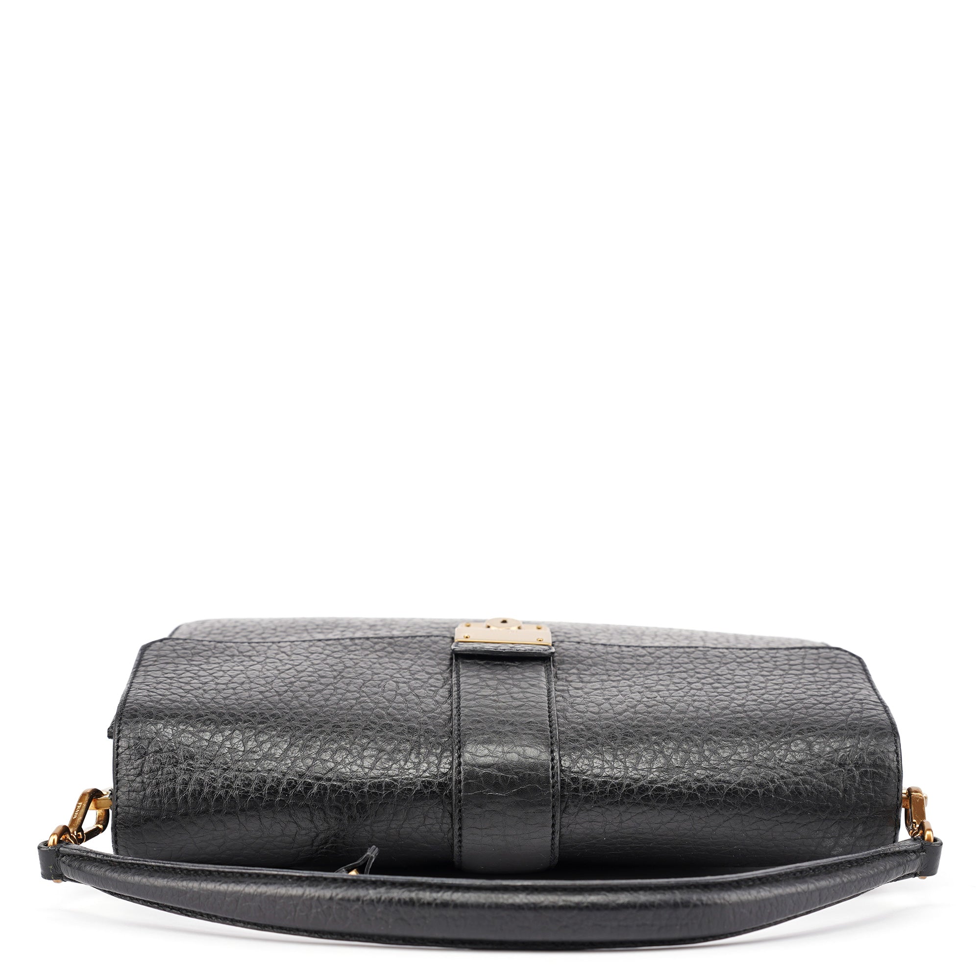 Prada BN0960 Black Berlino Sound Leather Top Handle Bag