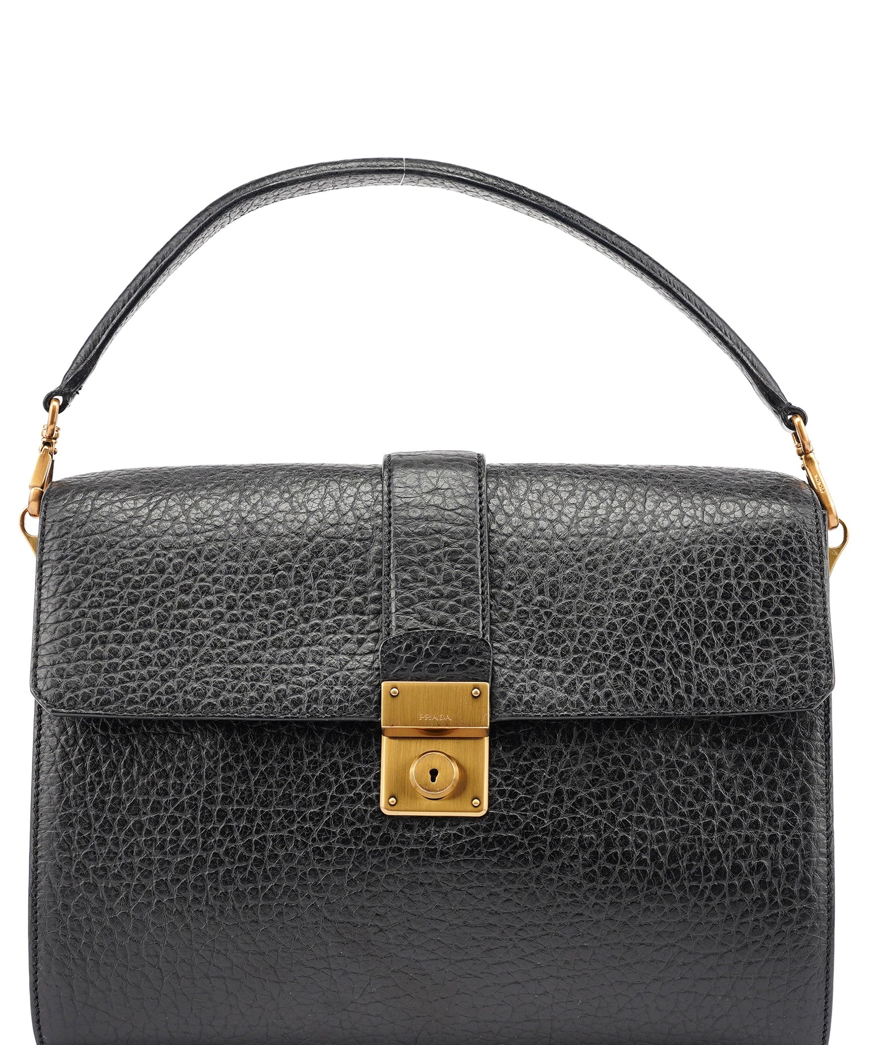 Prada BN0960 Black Berlino Sound Leather Top Handle Bag