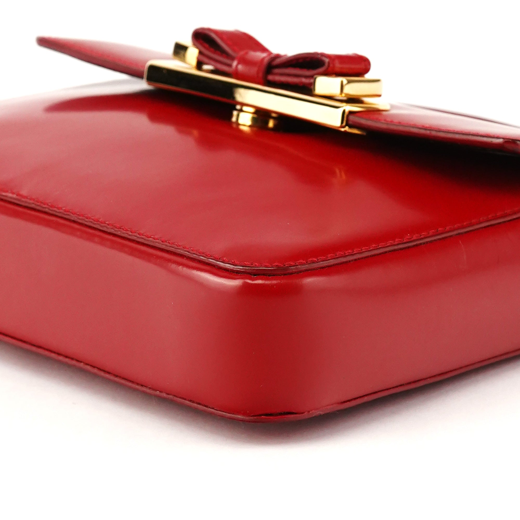 Prada BN1670 Red Spazzolato Leather Bow Mini Bag