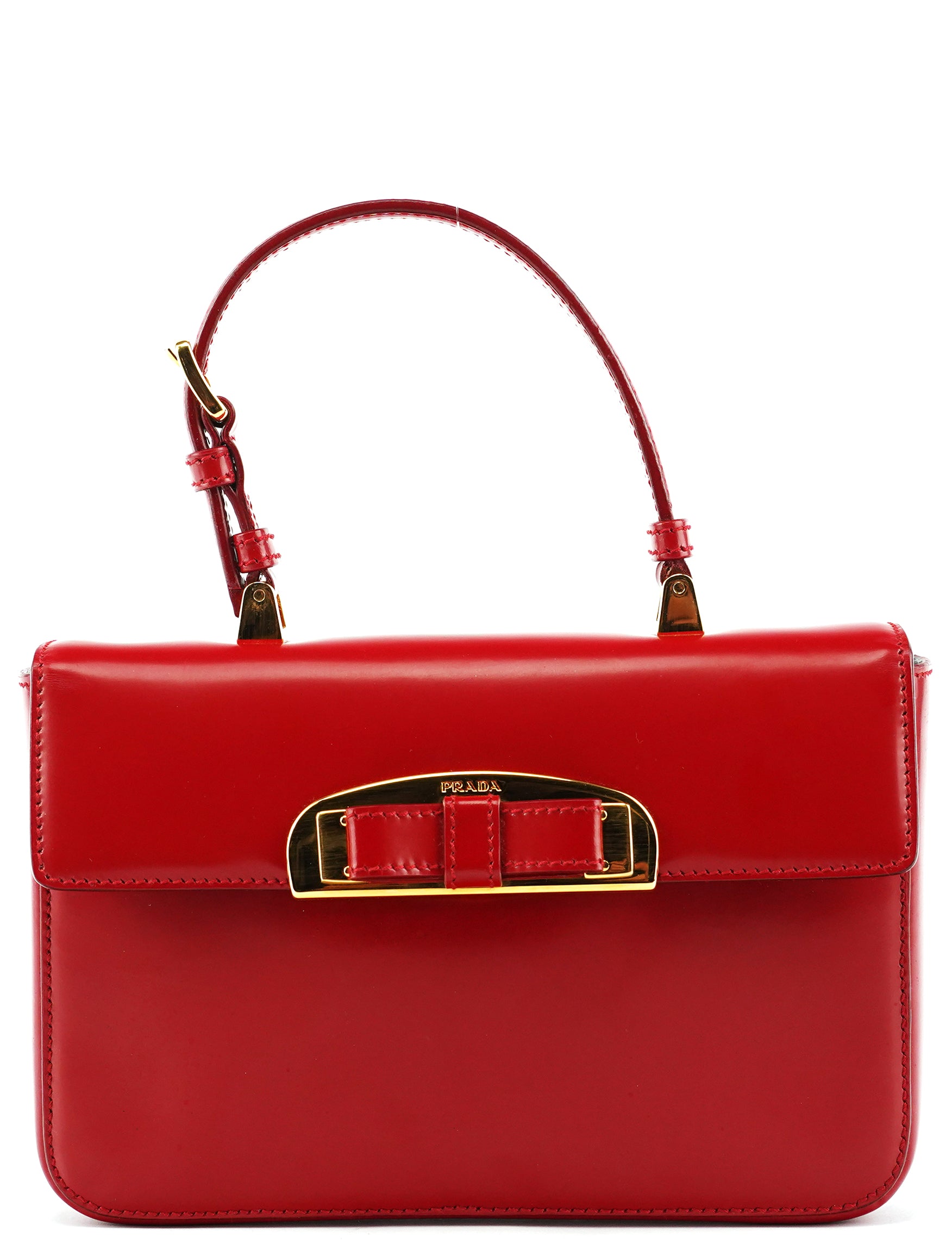 Prada BN1670 Red Spazzolato Leather Bow Mini Bag