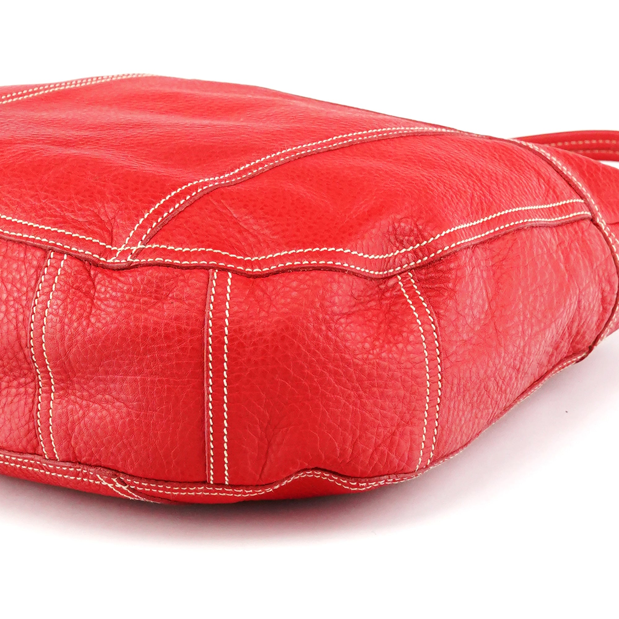 Prada BR1608 Red Vitello Summer Hobo Shoulder Bag