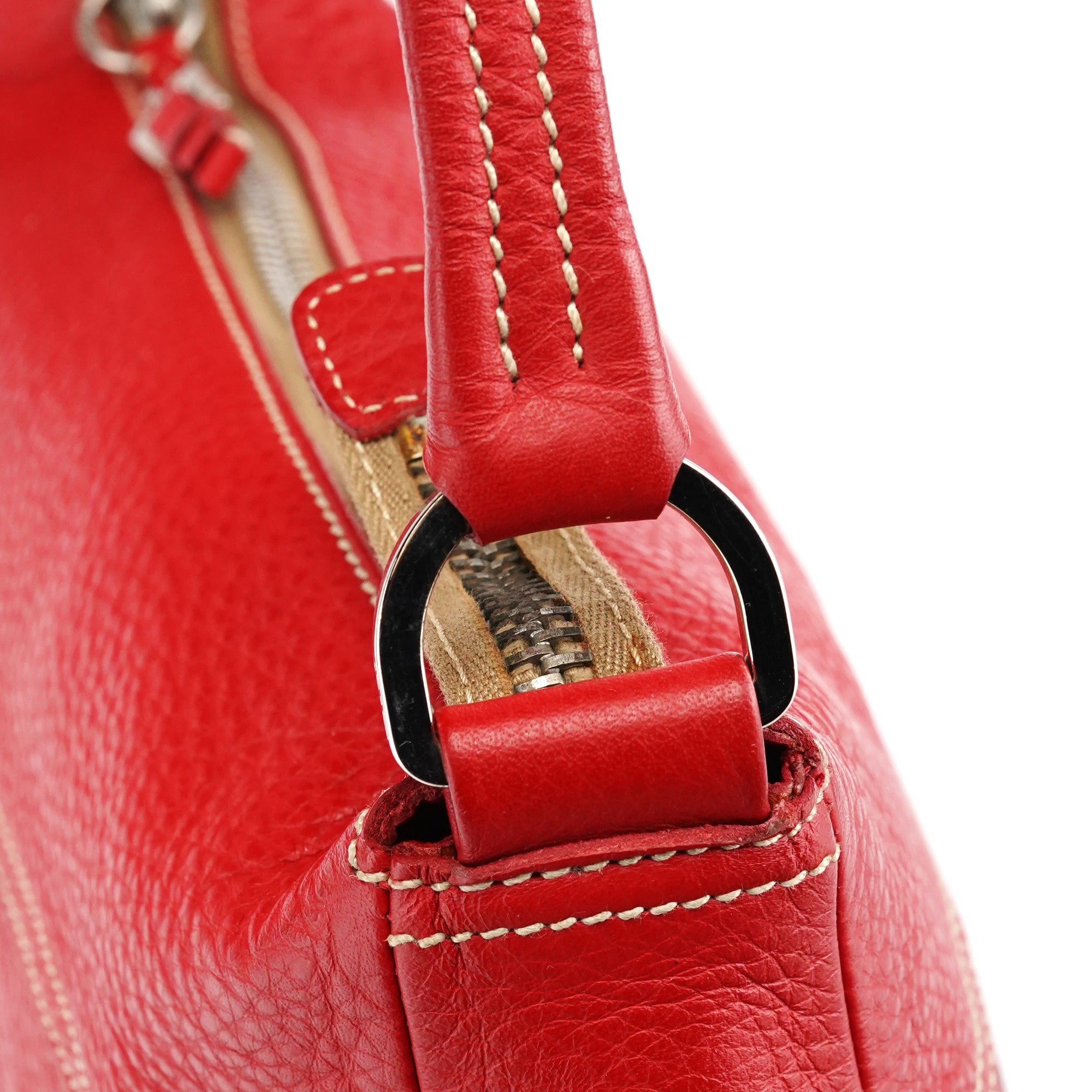 Prada BR1608 Red Vitello Summer Hobo Shoulder Bag