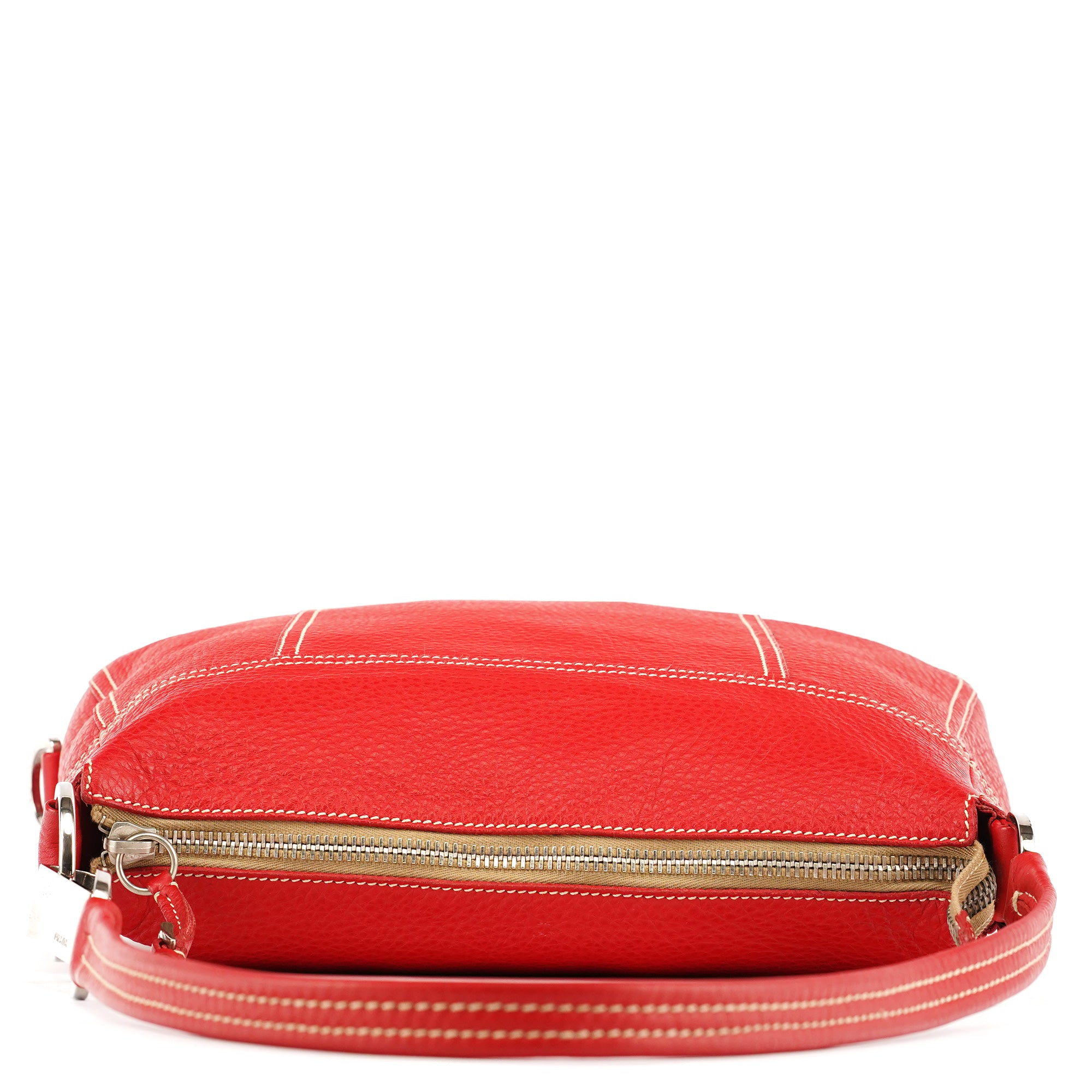Prada BR1608 Red Vitello Summer Hobo Shoulder Bag
