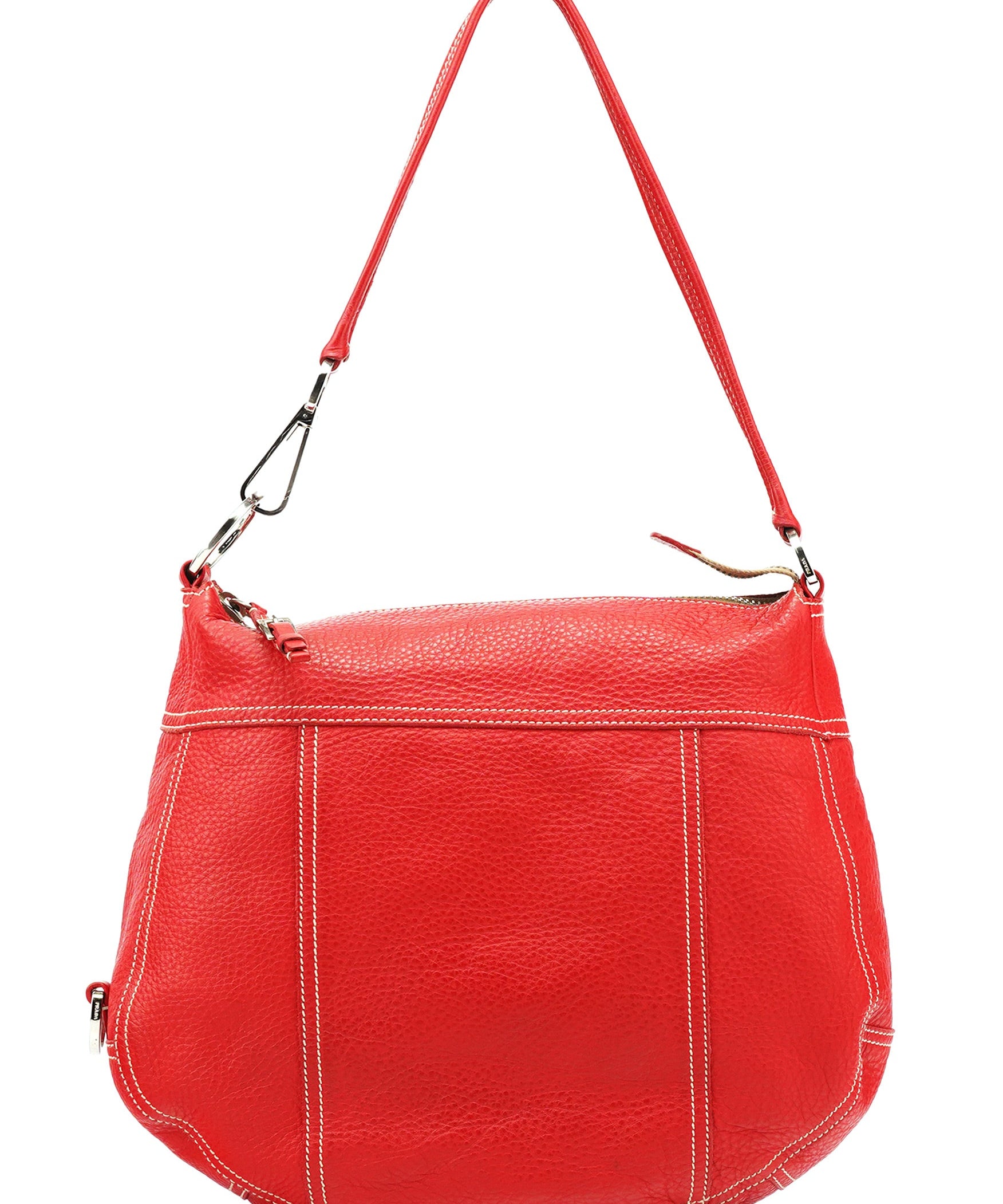 Prada BR1608 Red Vitello Summer Hobo Shoulder Bag