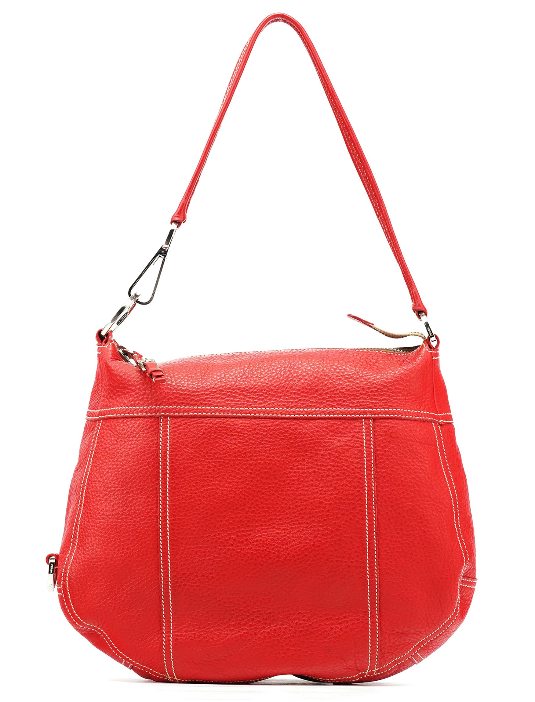 Prada BR1608 Red Vitello Summer Hobo Shoulder Bag