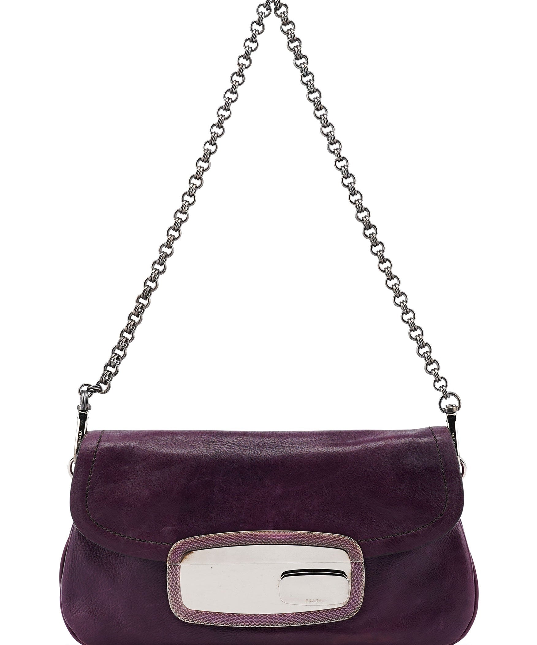 Prada BR2661 Purple Calf Mirror Shoulder Bag