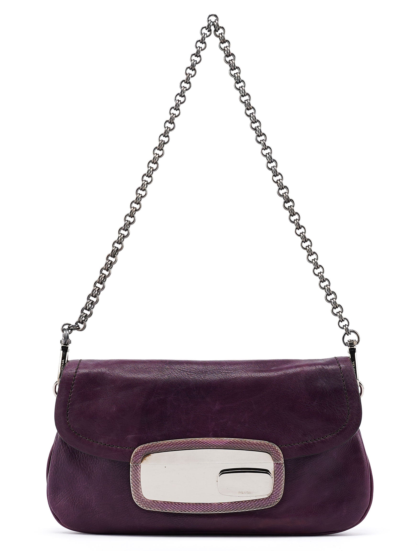 Prada BR2661 Purple Calf Mirror Shoulder Bag