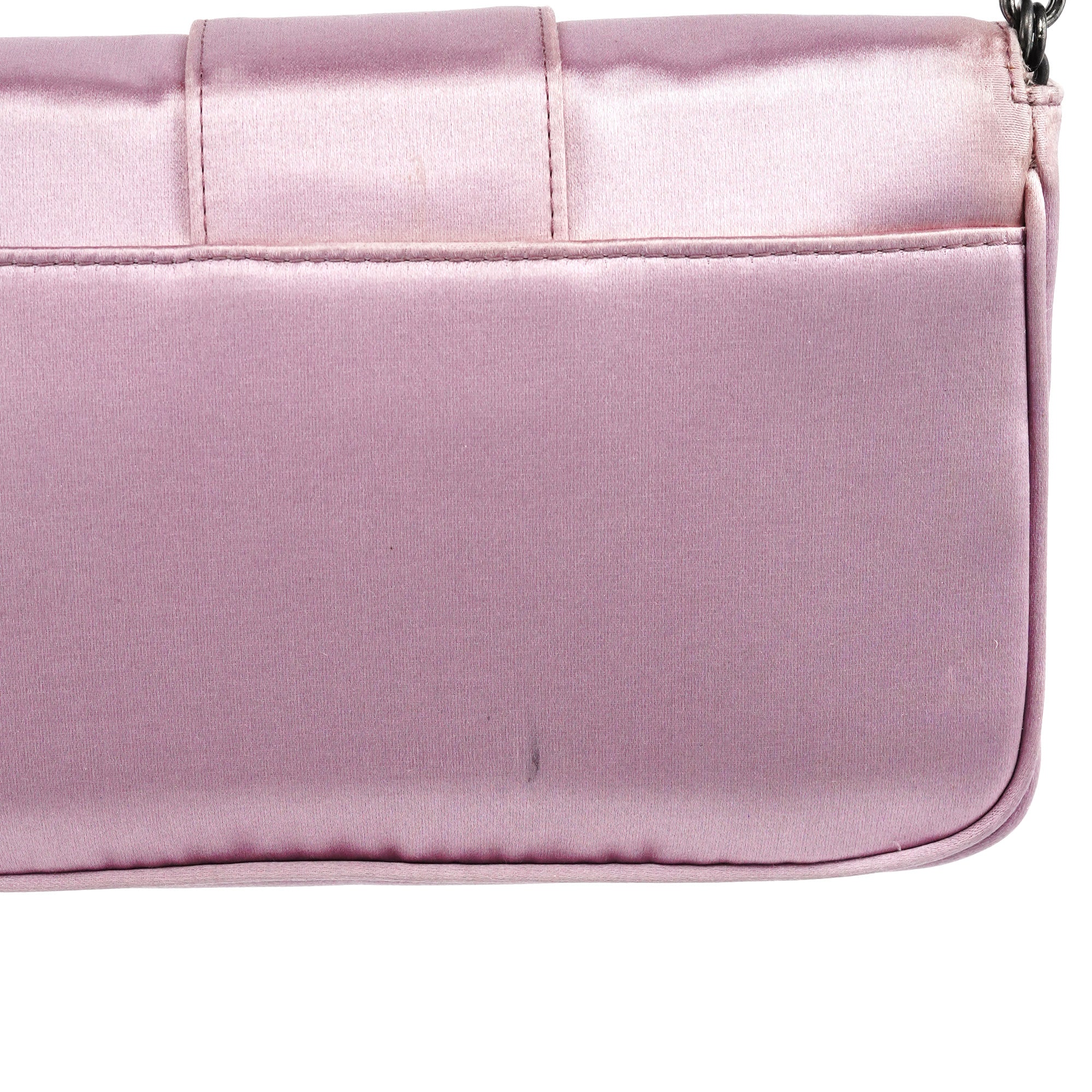 Prada BR2765 Mini sac porté épaule en satin rose à boucle en cristaux