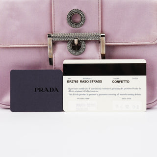 Prada BR2765 Pink Satin Crystal Buckle Mini Bag