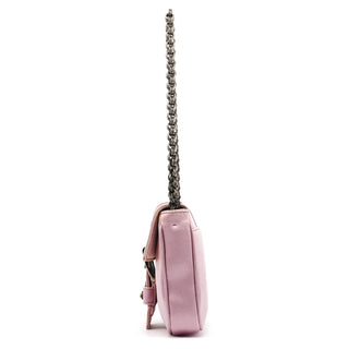 Prada BR2765 Pink Satin Crystal Buckle Mini Bag
