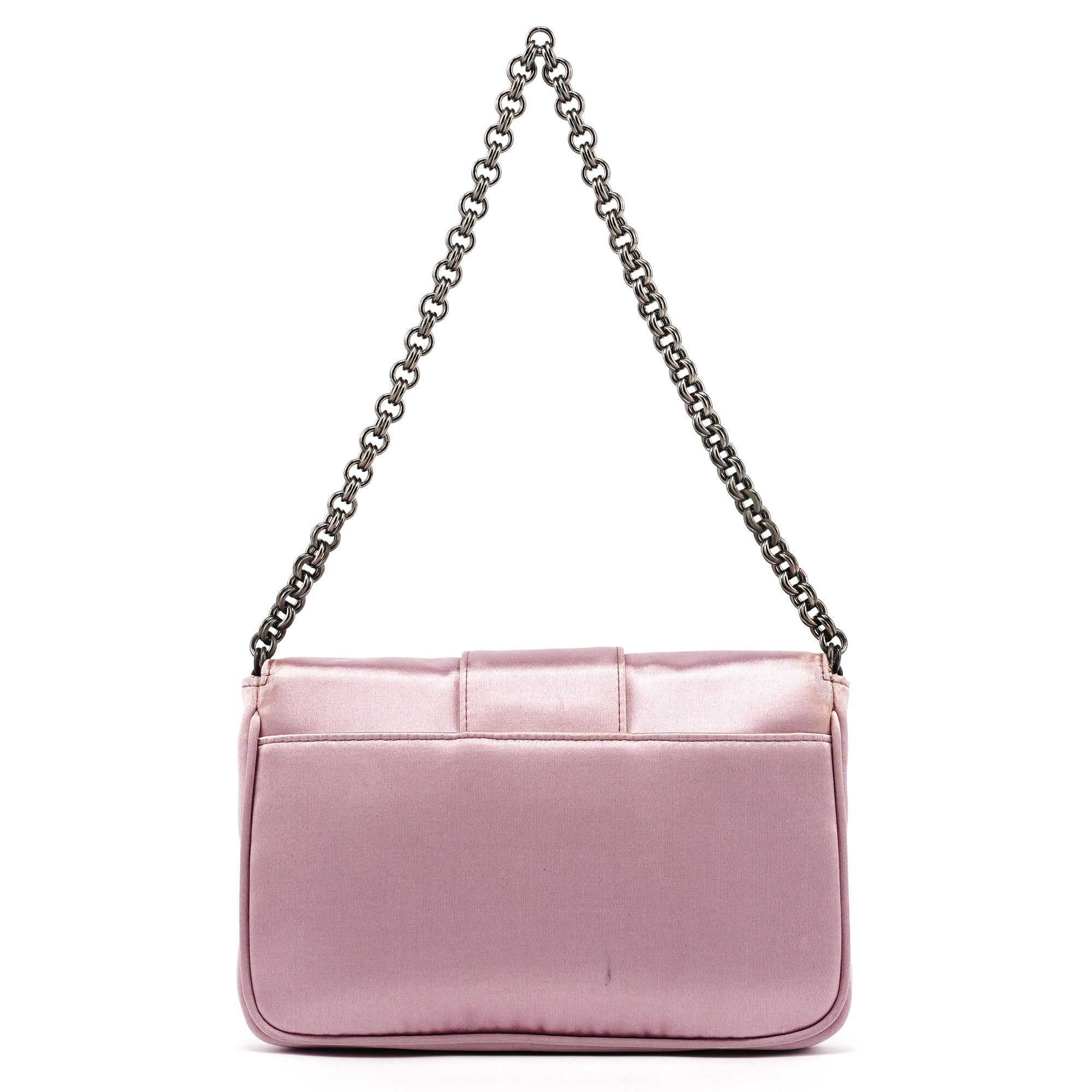 Prada BR2765 Mini sac porté épaule en satin rose à boucle en cristaux