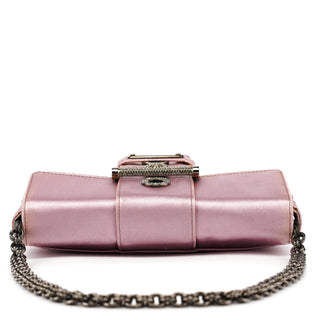 Prada BR2765 Pink Satin Crystal Buckle Mini Bag