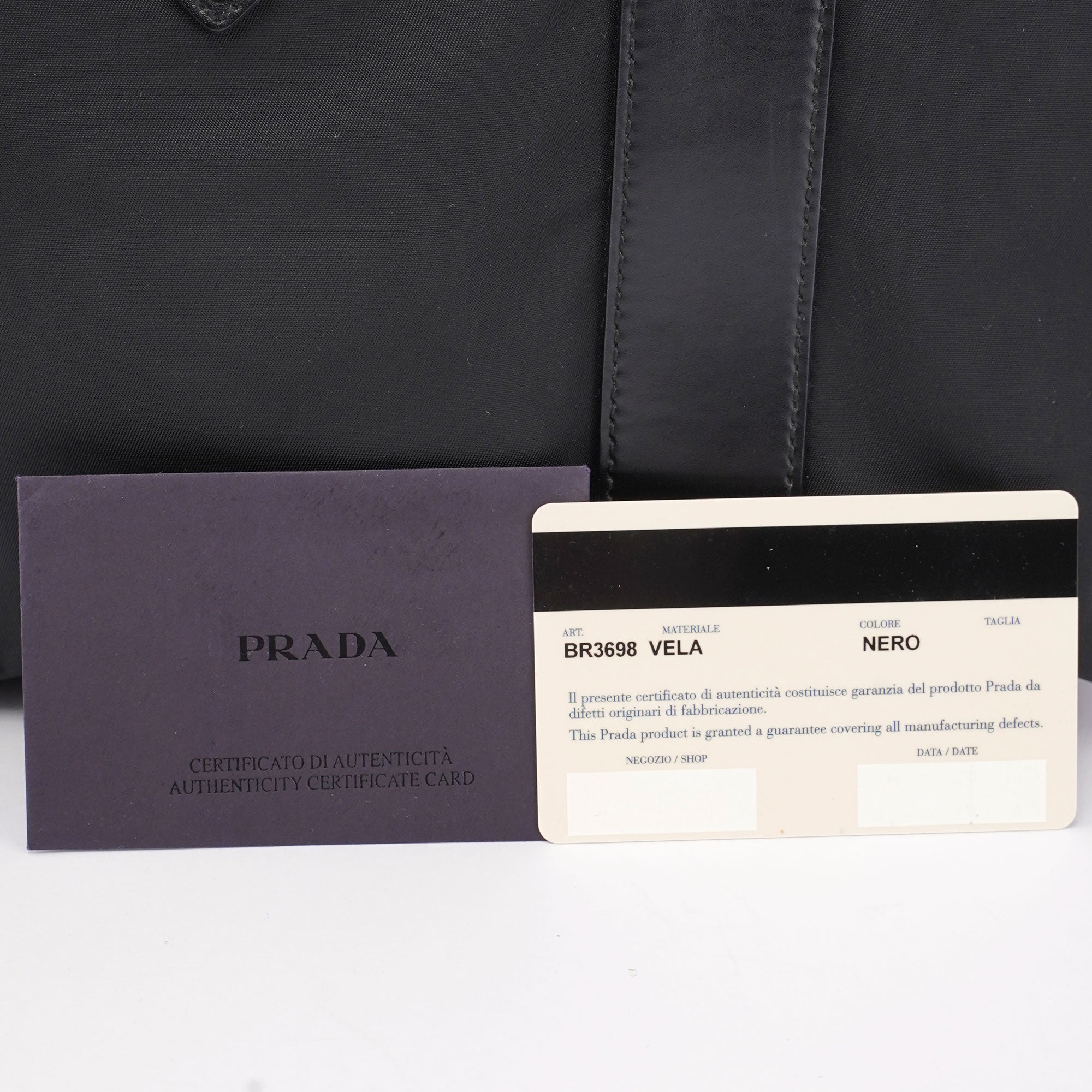 Prada BR3698 Black Tessuto Tote