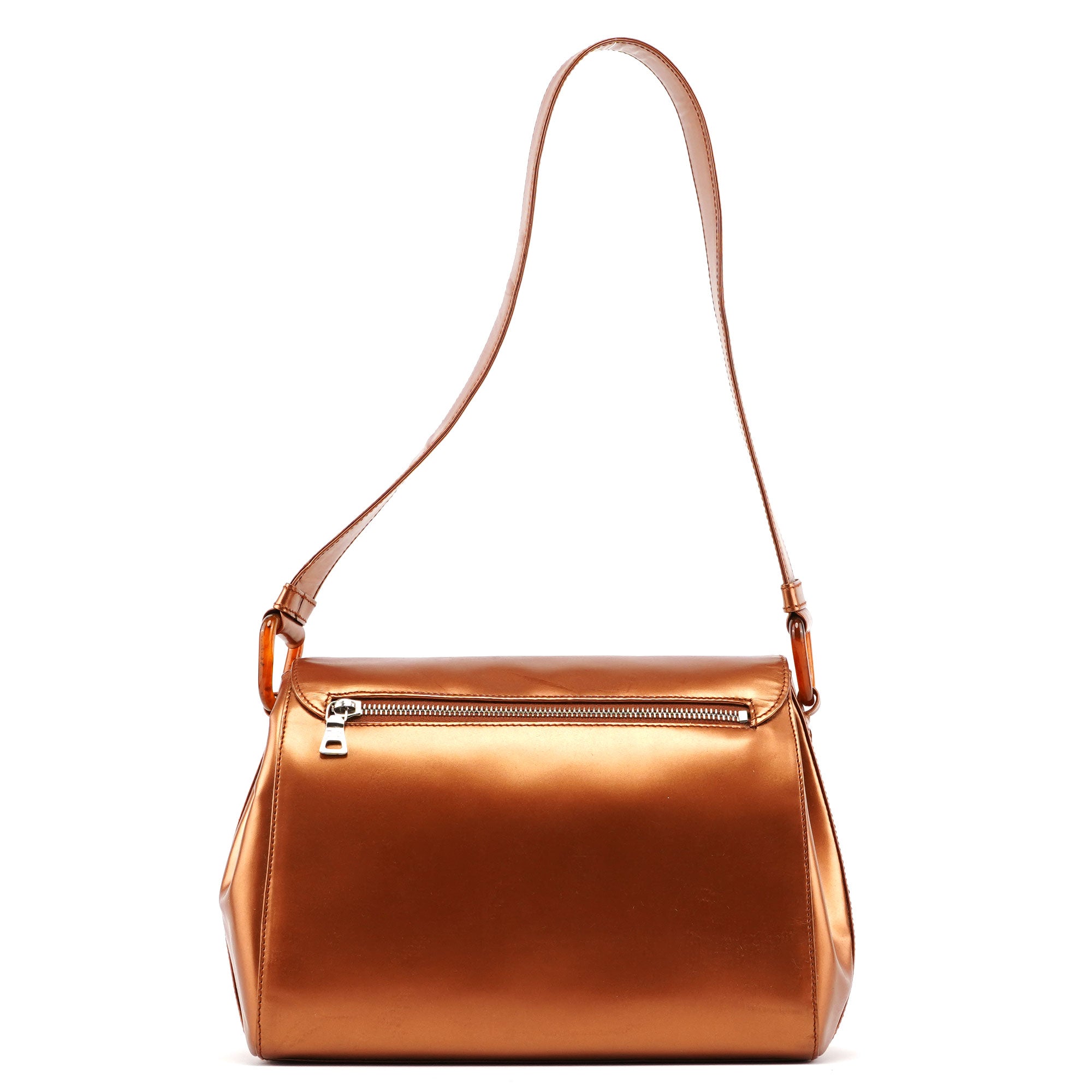 Prada Bronze Patent Leather Hobo Shoulder Bag