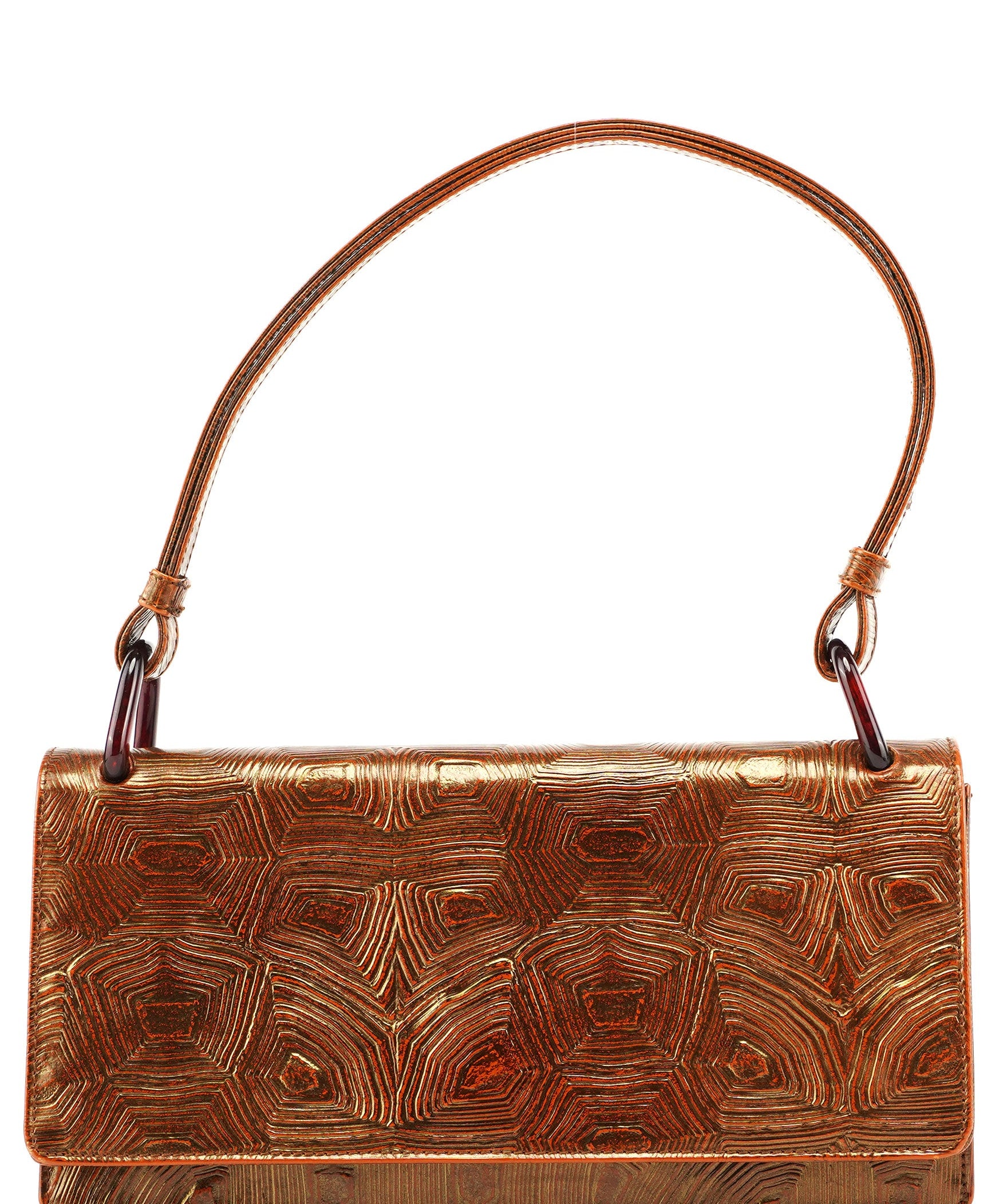 Prada Bronze Tartaruga Patent Shoulder Bag