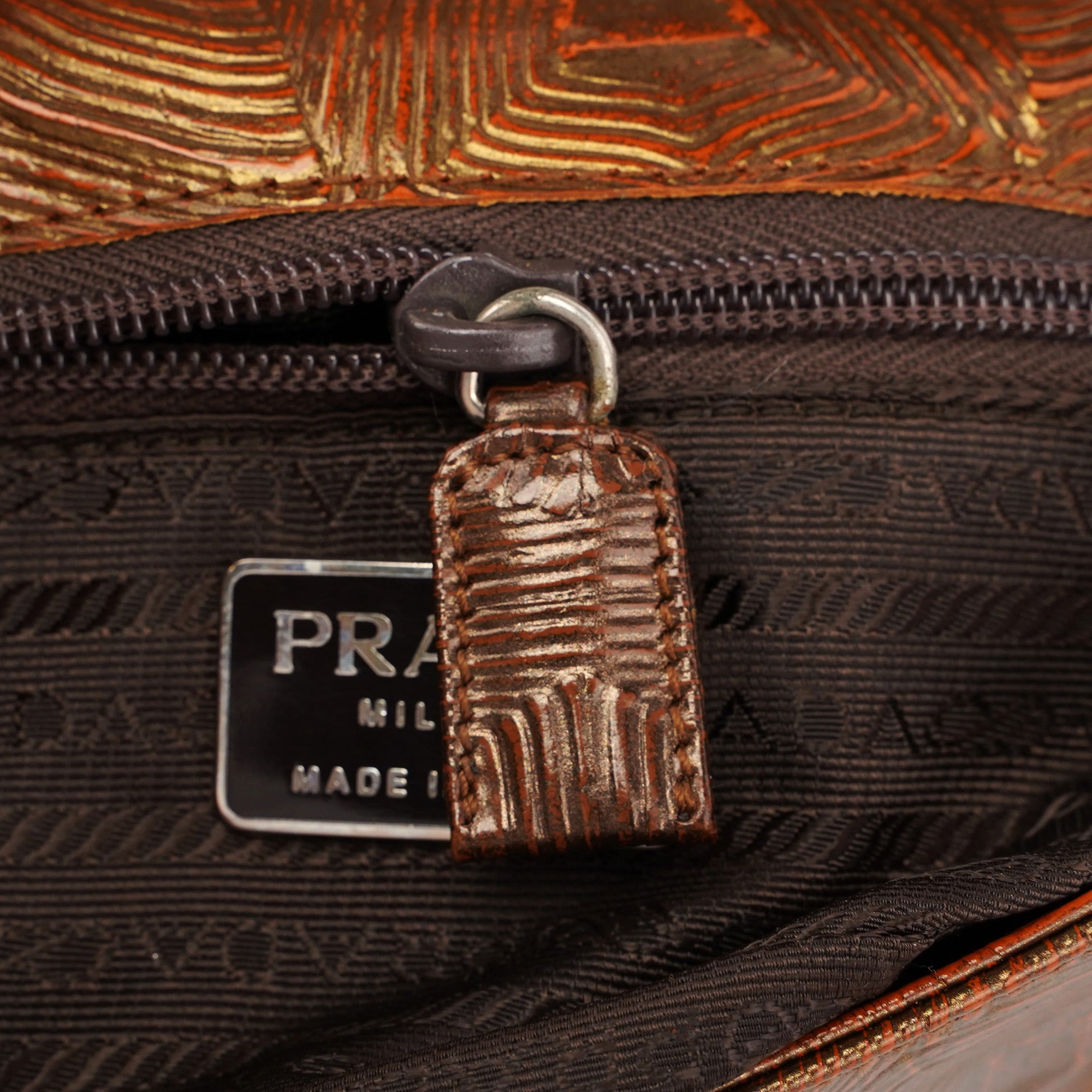 Prada Bronze Tartaruga Patent Shoulder Bag