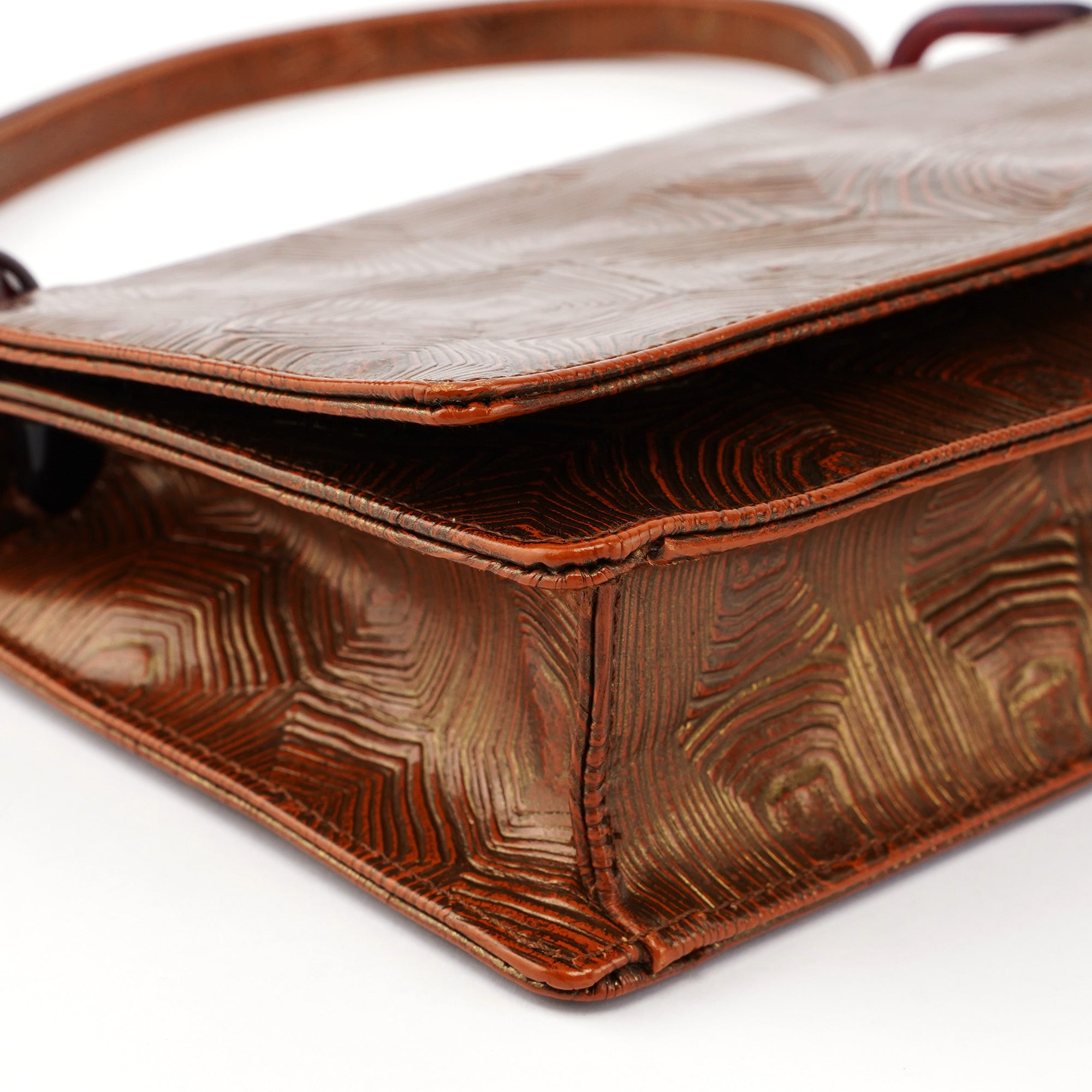 Prada Bronze Tartaruga Patent Shoulder Bag