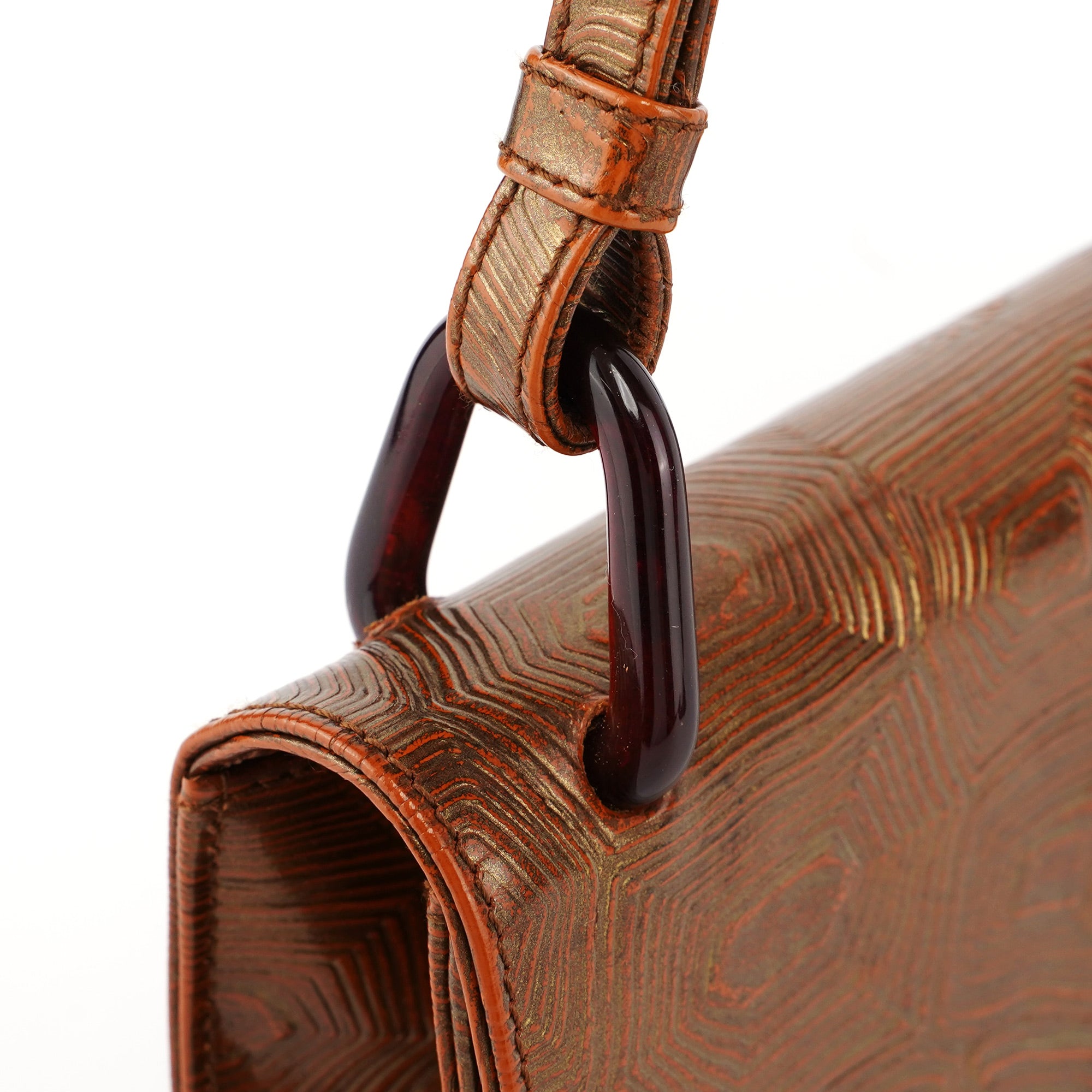 Prada Bronze Tartaruga Patent Shoulder Bag