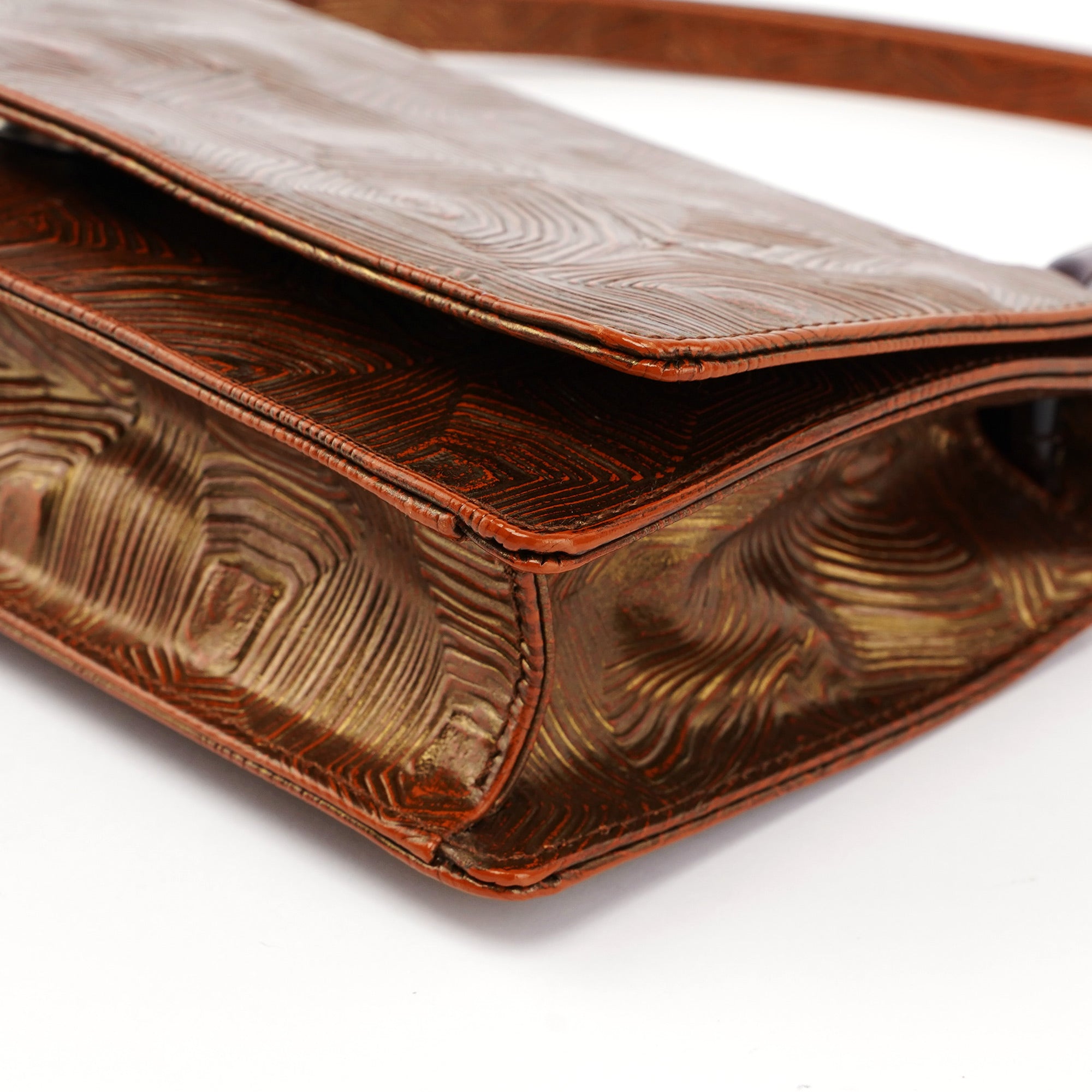 Prada Bronze Tartaruga Patent Shoulder Bag