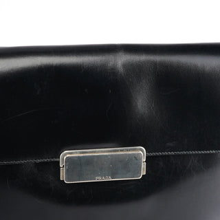 Prada Brown Calfskin Buckle Shoulder Bag