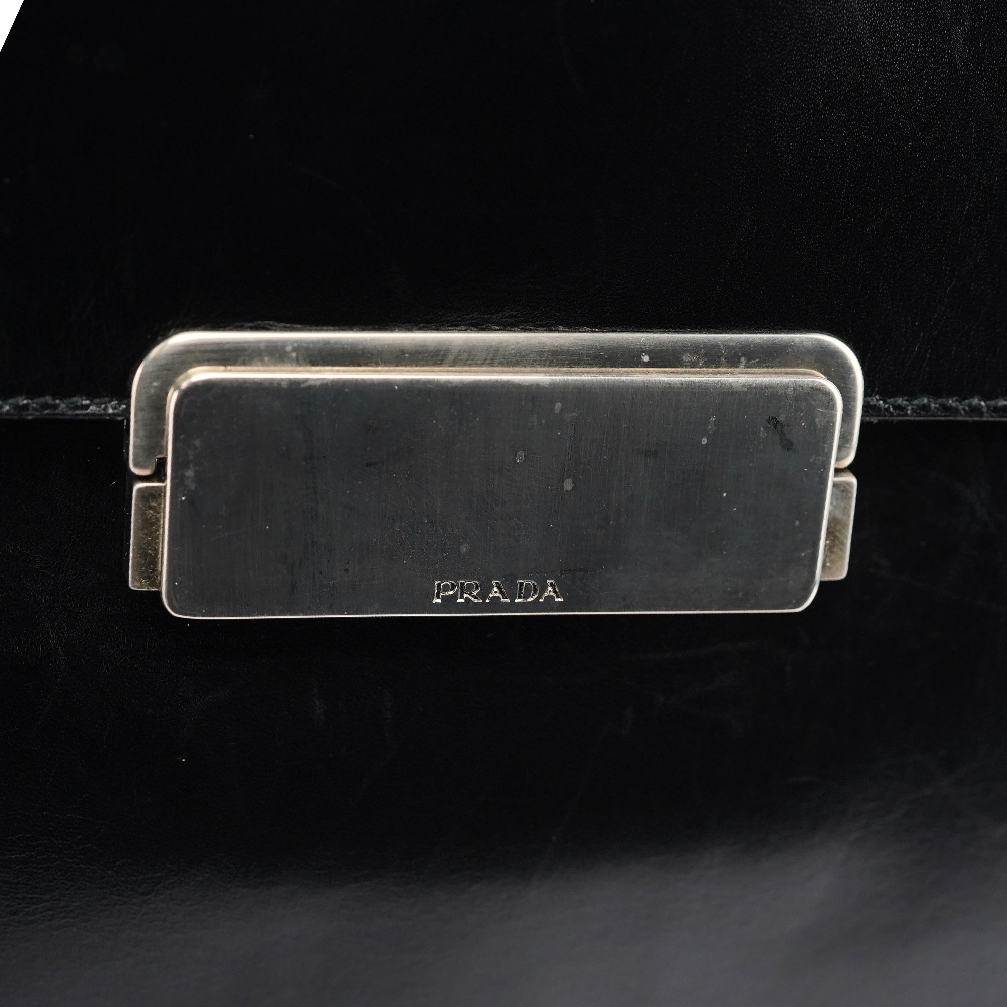 Prada Brown Calfskin Buckle Shoulder Bag