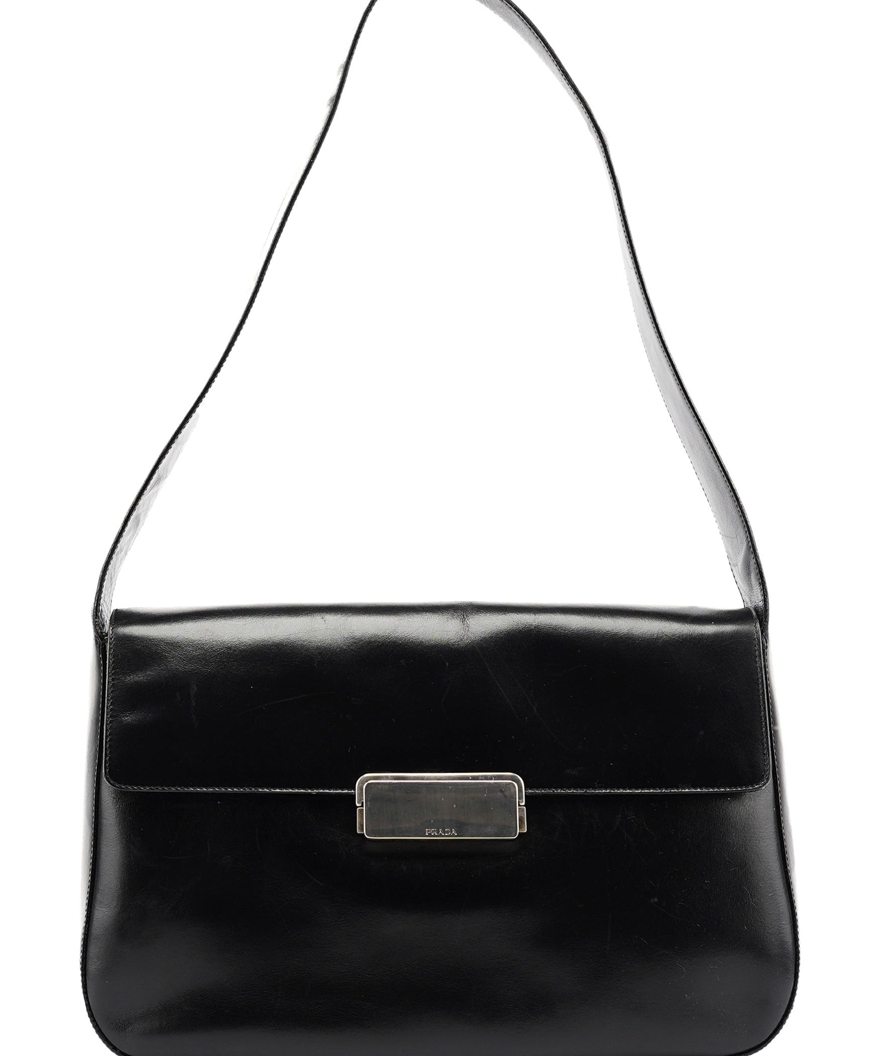 Prada Brown Calfskin Buckle Shoulder Bag