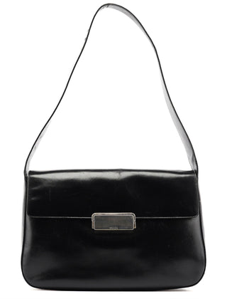 Prada Brown Calfskin Buckle Shoulder Bag