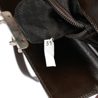 Prada Brown Calfskin Buckle Shoulder Bag