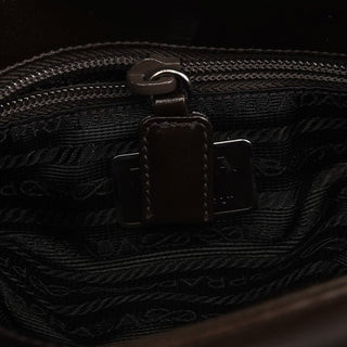 Prada Brown Calfskin Buckle Shoulder Bag