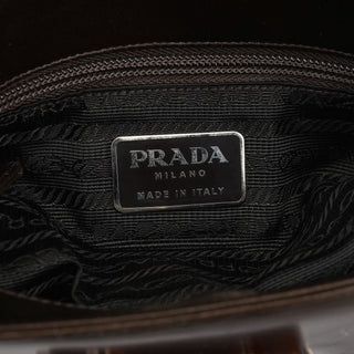Prada Brown Calfskin Buckle Shoulder Bag
