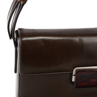Prada Brown Calfskin Buckle Shoulder Bag
