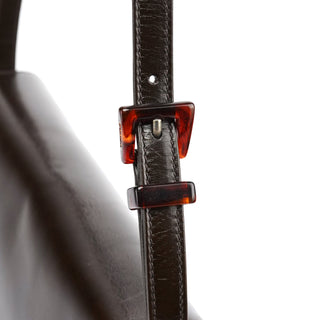 Prada Brown Calfskin Buckle Shoulder Bag